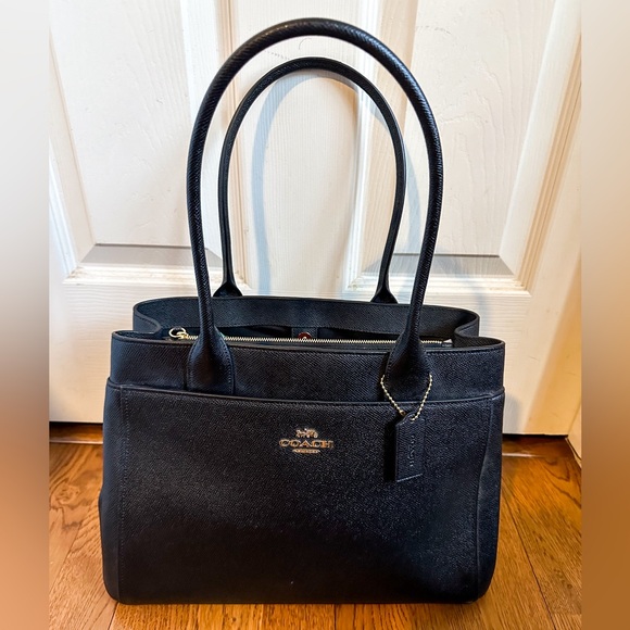 NWOT Coach Black Casey Crossgrain Leather Tote - Picture 2 of 14